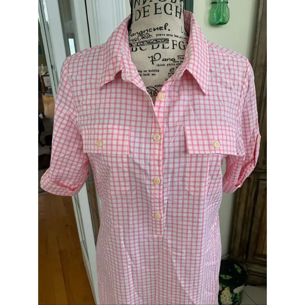 Peter Millar Pink Gingham Shirt Checker Golf Dress - Picture 7 of 9